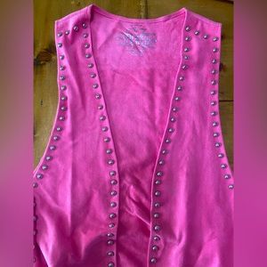 Studded Pink Fringe Vest (one-size)
